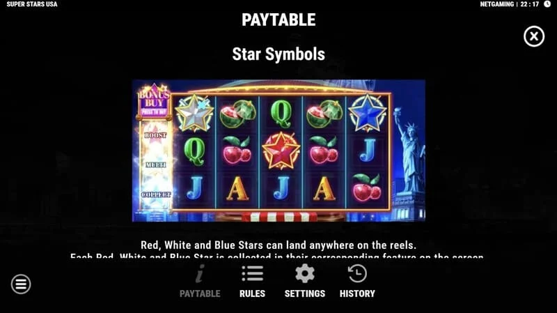 Super Stars USA - σύμβολα αστεριών στο Hold & Win